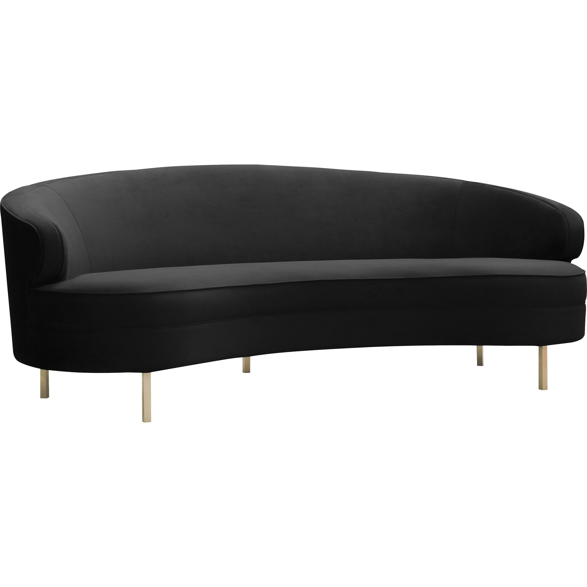 Baila Sofa by TOV Furniture in navy. Made from velvet, wood, stainless steel in a modern style.