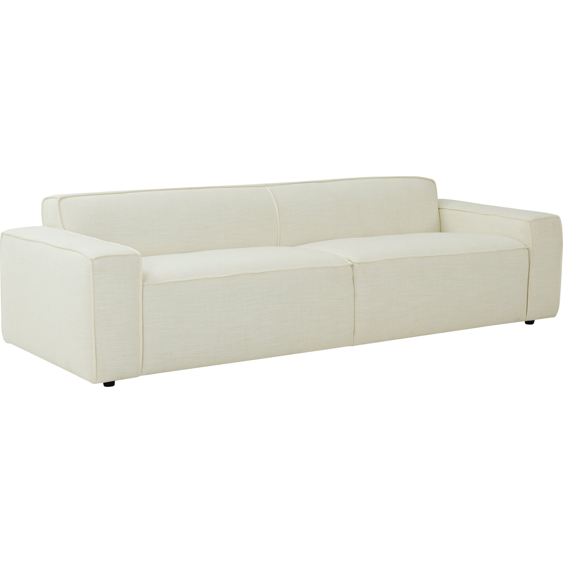 Olafur Linen Sofa by TOV Furniture in cream. Made from linen in a modern style.