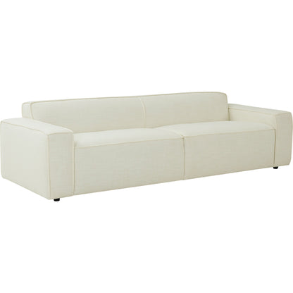 Olafur Linen Sofa by TOV Furniture in cream. Made from linen in a modern style.