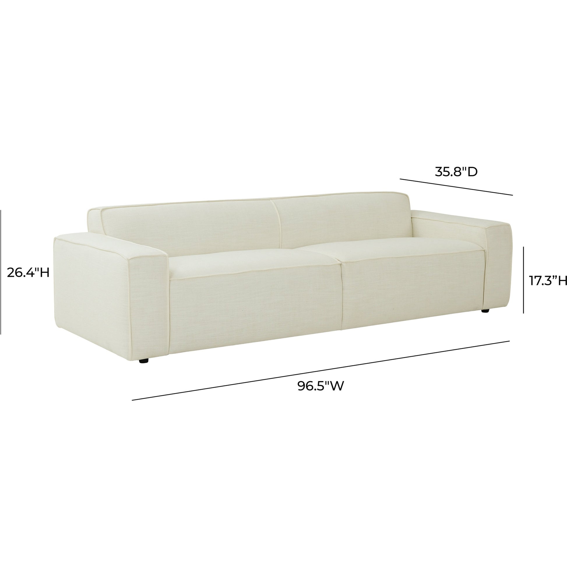 Olafur Linen Sofa by TOV Furniture in cream. Made from linen in a modern style.