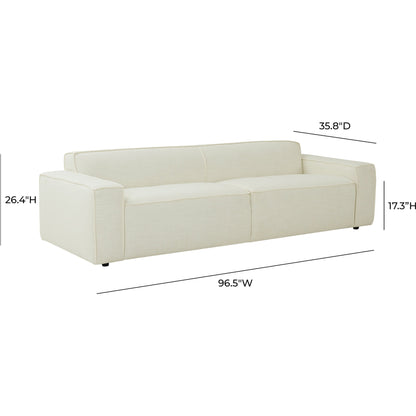 Olafur Linen Sofa by TOV Furniture in cream. Made from linen in a modern style.