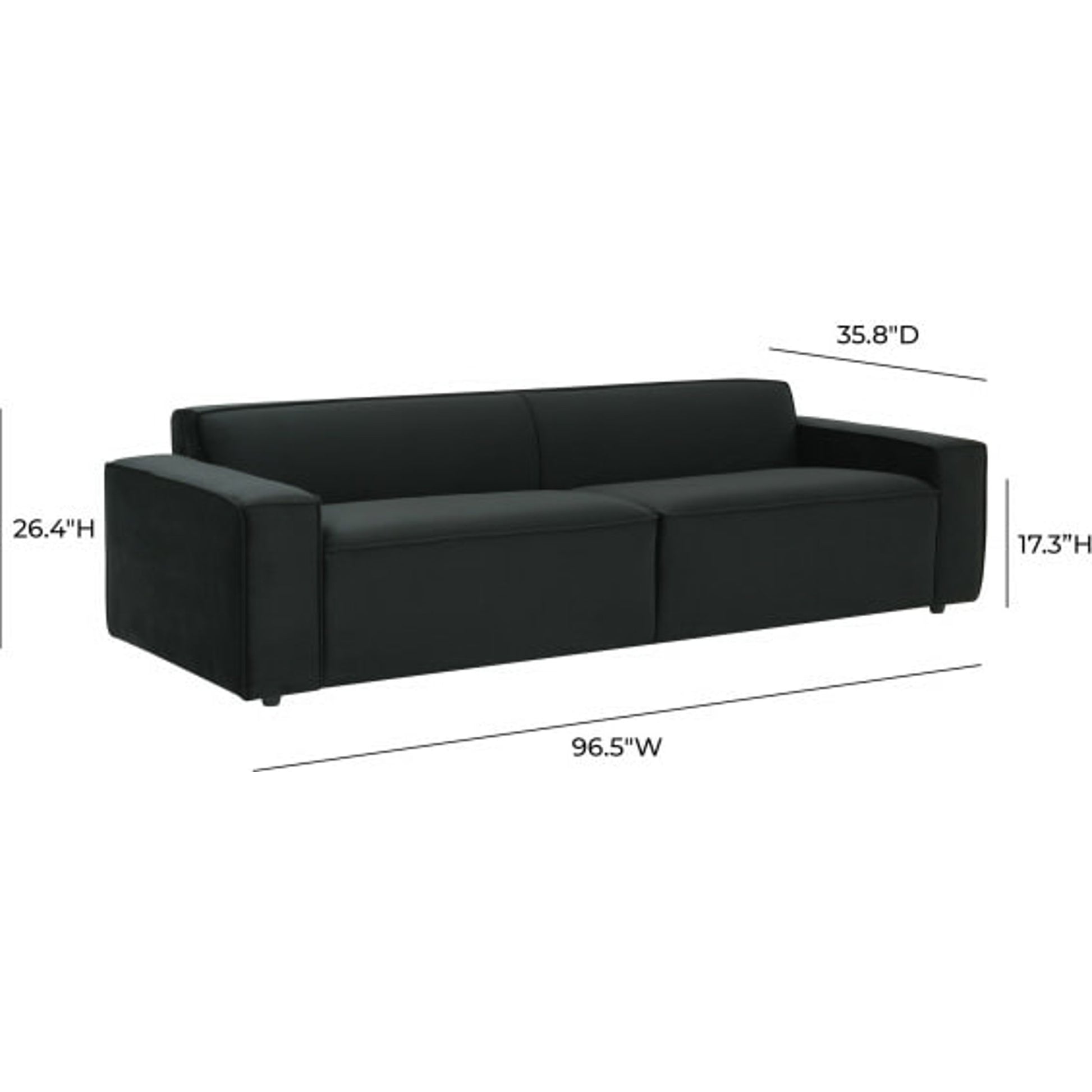 Olafur Velvet Sofa by TOV Furniture in black. Made from velvet in a modern style.