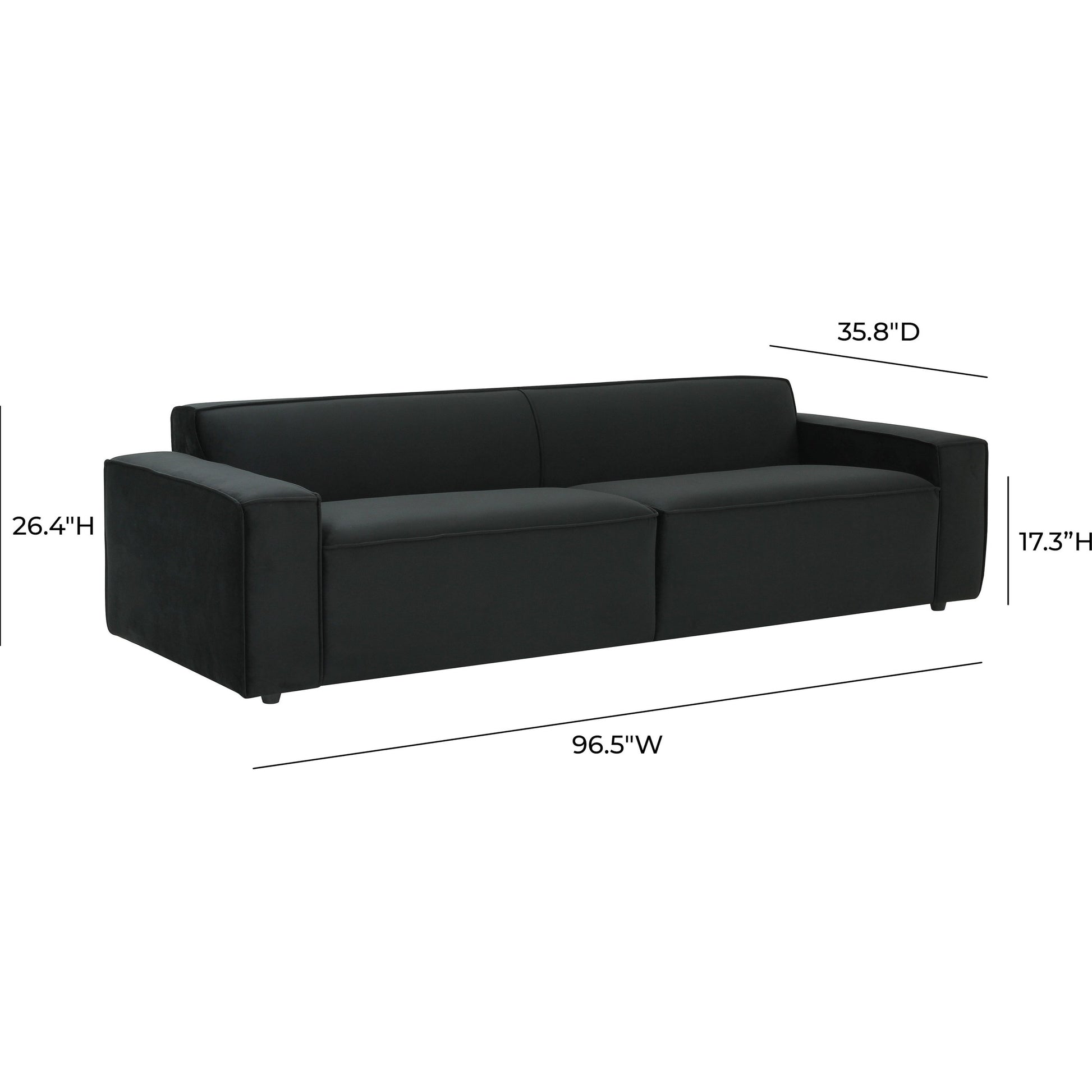 Olafur Velvet Sofa by TOV Furniture in black. Made from velvet in a modern style.