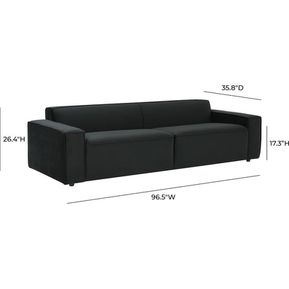 Olafur Velvet Sofa by TOV Furniture in black. Made from velvet in a modern style.