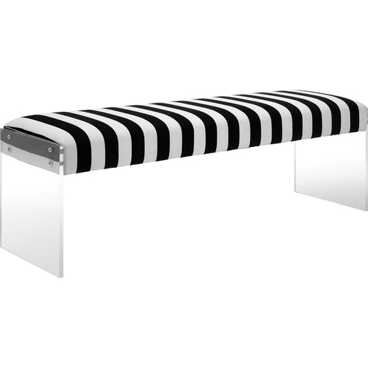 Envy Bench by TOV Furniture in black, white. Made from velvet, acrylic in a modern style.