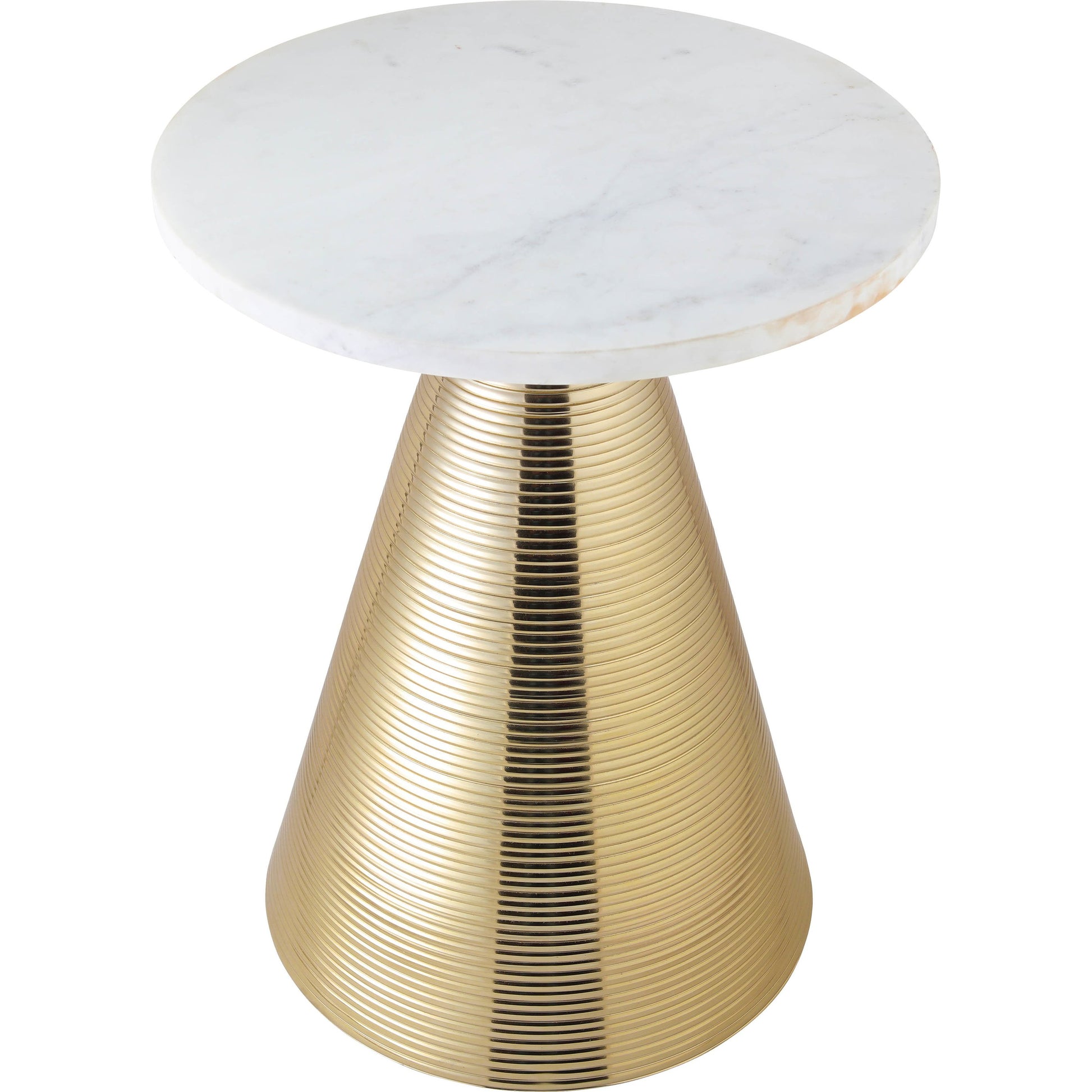 Tempo Side Table by TOV Furniture in natural. Made from aluminum, stone in a eclectic & global style.