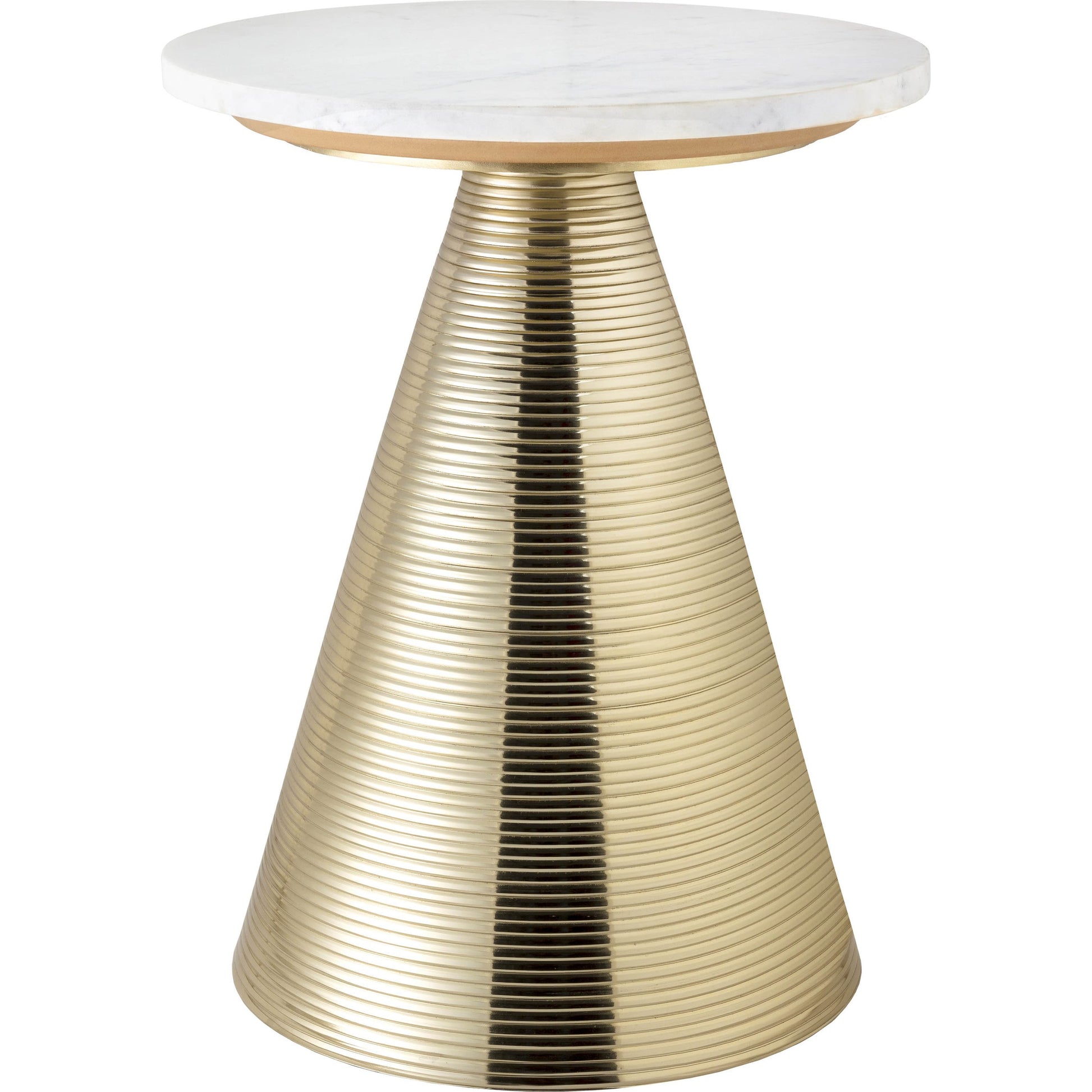 Tempo Side Table by TOV Furniture in natural. Made from aluminum, stone in a eclectic & global style.