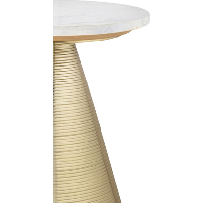 Tempo Side Table by TOV Furniture in natural. Made from aluminum, stone in a eclectic & global style.
