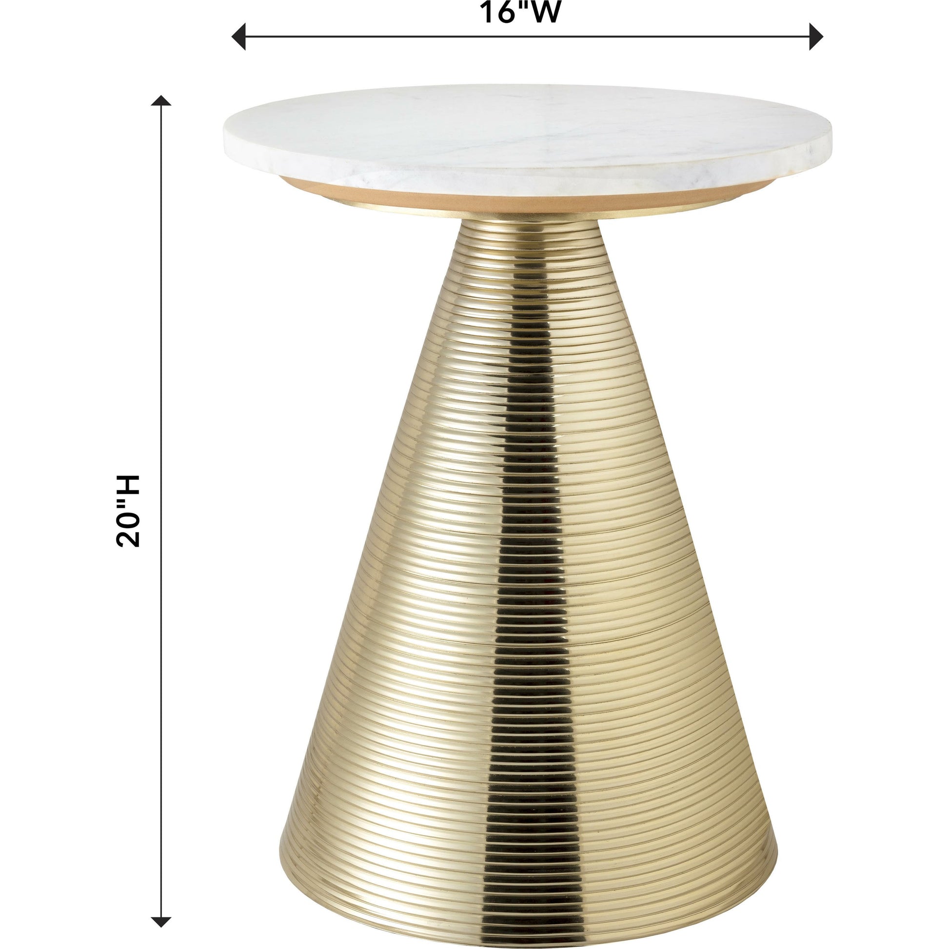 Tempo Side Table by TOV Furniture in natural. Made from aluminum, stone in a eclectic & global style.