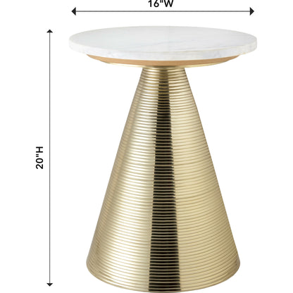 Tempo Side Table by TOV Furniture in natural. Made from aluminum, stone in a eclectic & global style.