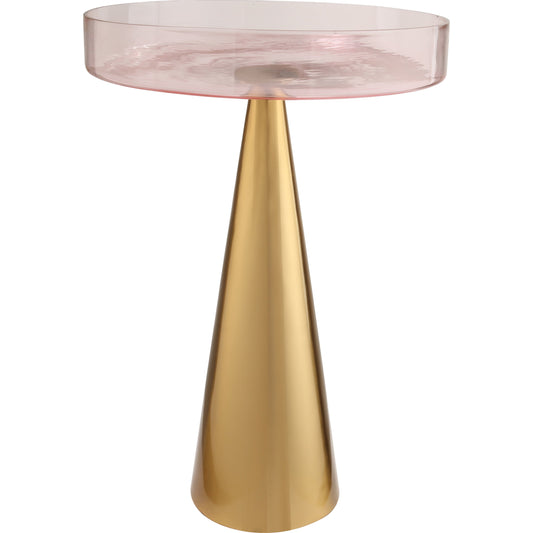 Alo Side Table by TOV Furniture in pink, gold. Made from glass, iron in a modern style.
