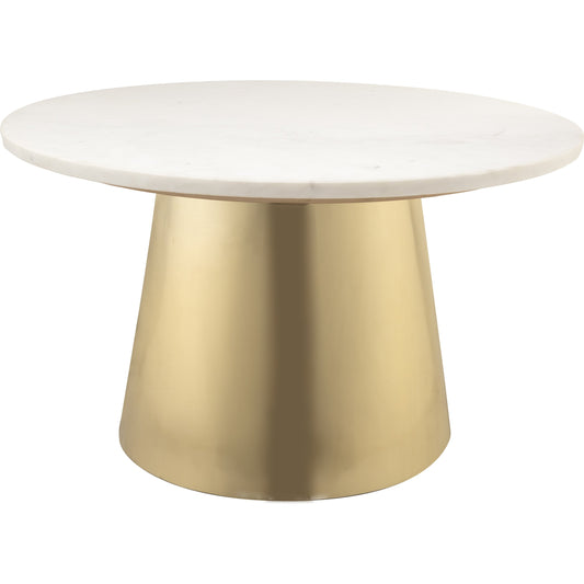 Bleeker Cocktail Table by TOV Furniture in white. Made from marble in a modern style.