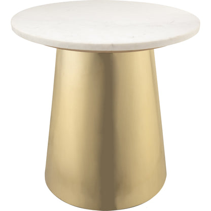 Bleeker Side Table by TOV Furniture in natural. Made from iron, stone in a modern style.