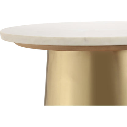 Bleeker Side Table by TOV Furniture in natural. Made from iron, stone in a modern style.