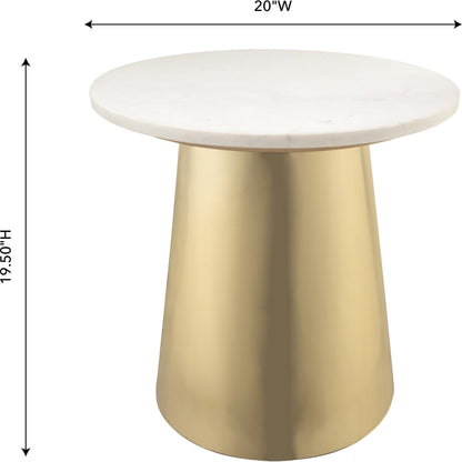 Bleeker Side Table by TOV Furniture in natural. Made from iron, stone in a modern style.