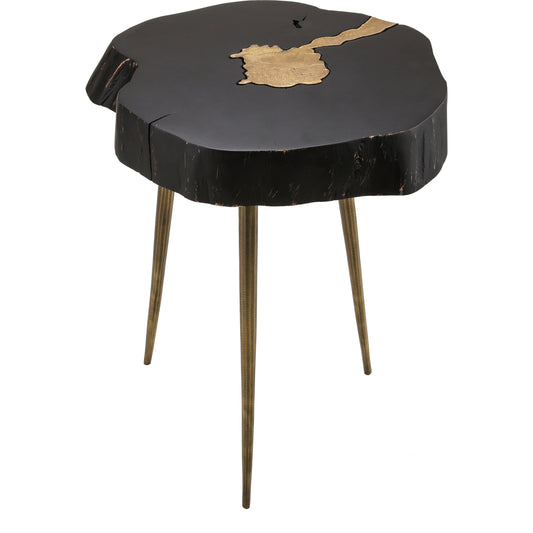 Timber Side Table by TOV Furniture in black. Made from aluminum, acacia in a eclectic & global style.
