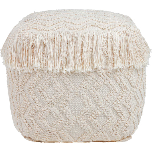 Inca Pouf by TOV Furniture in natural. Made from 100% cotton in a eclectic & global style.