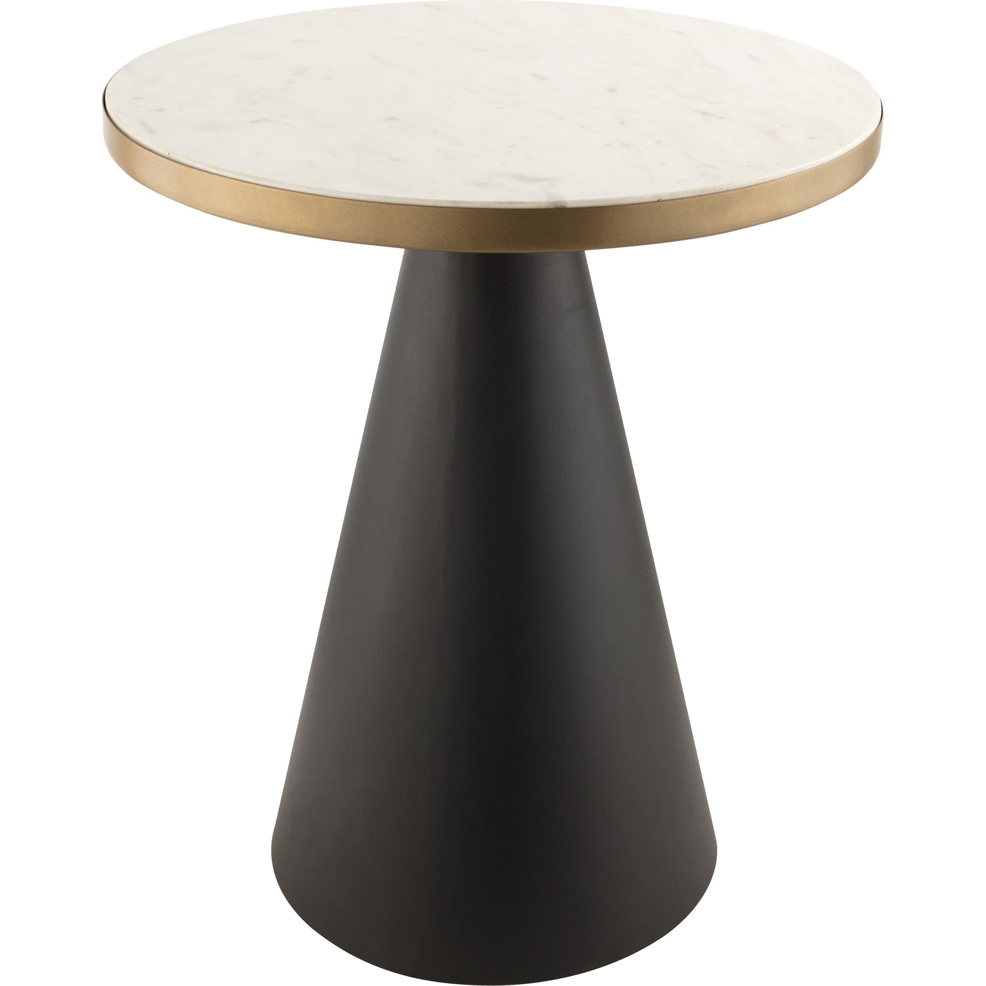 Richard Side Table by TOV Furniture in black, gold, white. Made from iron, marble in a modern style.