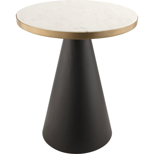Richard Side Table by TOV Furniture in black, gold, white. Made from iron, marble in a modern style.