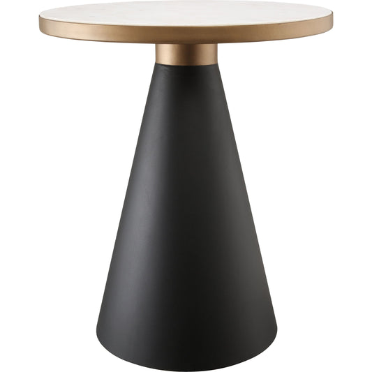 Richard Side Table by TOV Furniture in black, gold, white. Made from iron, marble in a modern style.