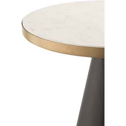 Richard Side Table by TOV Furniture in black, gold, white. Made from iron, marble in a modern style.