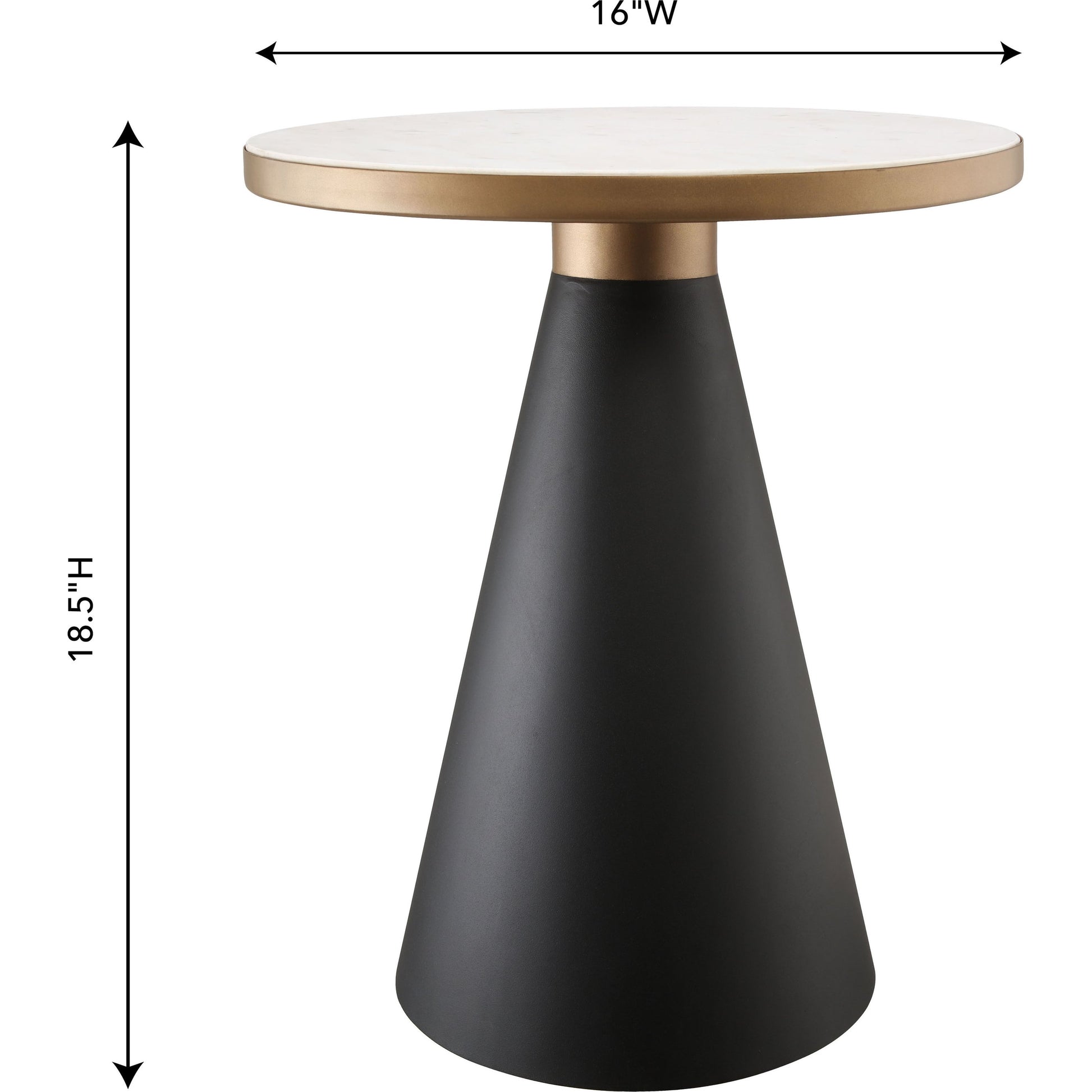 Richard Side Table by TOV Furniture in black, gold, white. Made from iron, marble in a modern style.