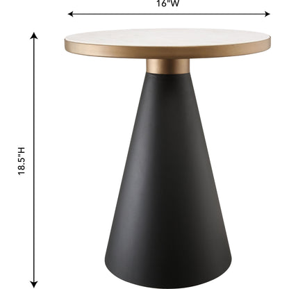 Richard Side Table by TOV Furniture in black, gold, white. Made from iron, marble in a modern style.