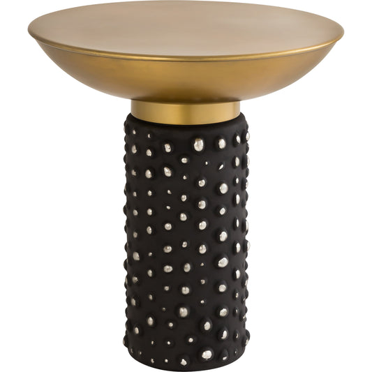 Blaze Glass/Brass Side Table by TOV Furniture in antique brass. Made from glass in a eclectic & global style.