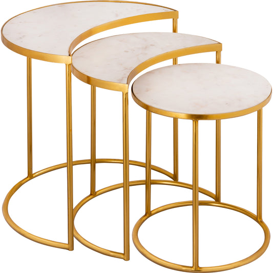 Crescent Nesting Tables by TOV Furniture in gold. Made from iron in a transitional style.