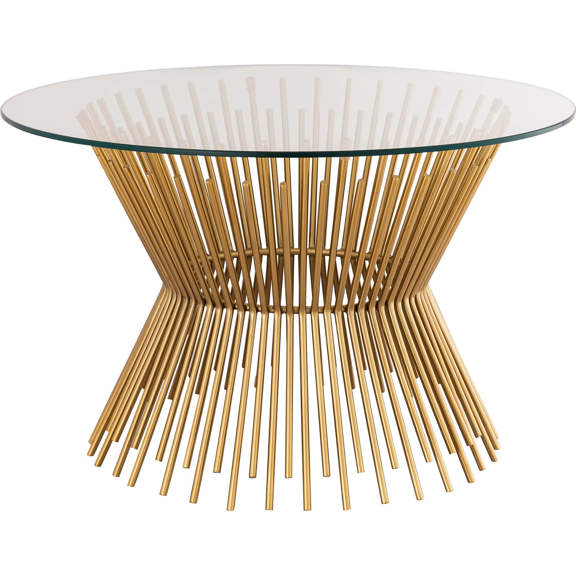 Grace Glass Coffee Table by TOV Furniture in gold. Made from iron in a transitional style.