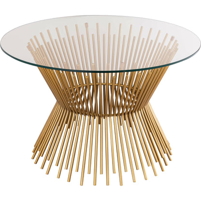 Grace Glass Coffee Table by TOV Furniture in gold. Made from iron in a transitional style.