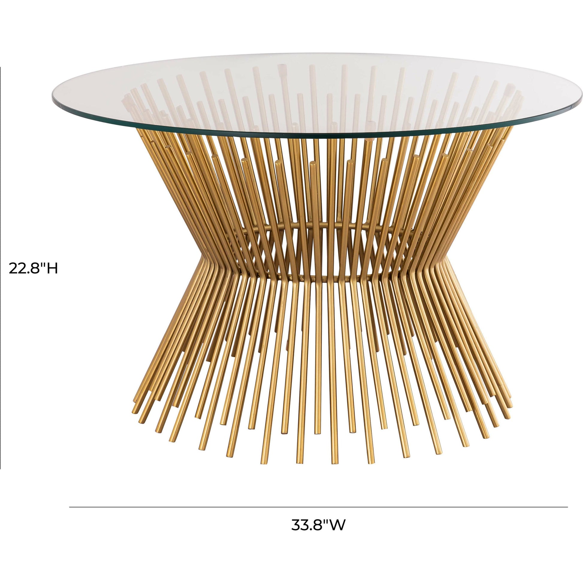 Grace Glass Coffee Table by TOV Furniture in gold. Made from iron in a transitional style.