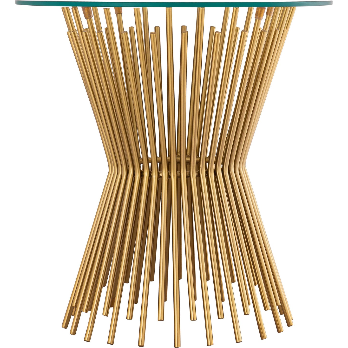 004 SR-893985 | Additional Silo | Grace Glass Side Table by TOV Furniture in gold. Made from iron in a transitional style.