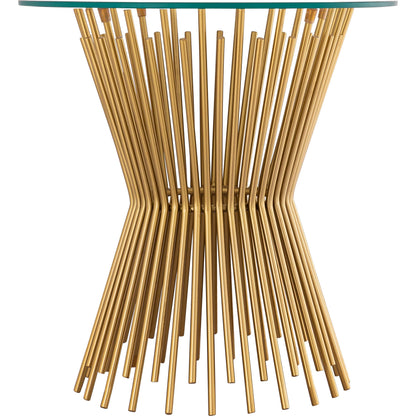 Grace Glass Side Table by TOV Furniture in gold. Made from iron in a transitional style.