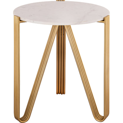 Aya Marble Side Table by TOV Furniture in gold. Made from iron in a modern style.