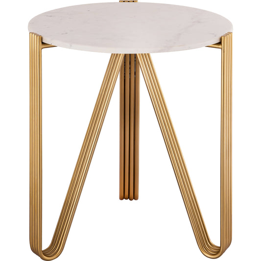 Aya Marble Side Table by TOV Furniture in gold. Made from iron in a modern style.