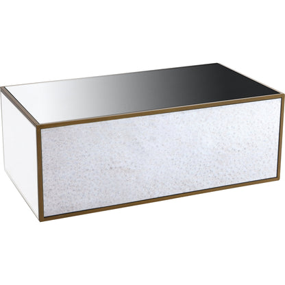 Lana Coffee Table by TOV Furniture in natural. Made from wood, steel, glass in a eclectic & global style.