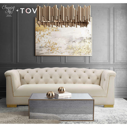Lana Coffee Table by TOV Furniture in natural. Made from wood, steel, glass in a eclectic & global style.