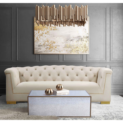 Lana Coffee Table by TOV Furniture in natural. Made from wood, steel, glass in a eclectic & global style.