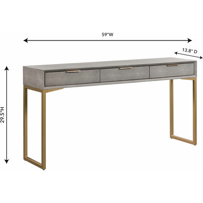 Pesce Console by TOV Furniture in gray. Made from mdf in a modern style.