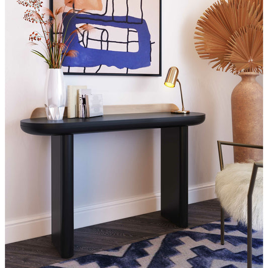 Braden Desk/Console Table by TOV Furniture. Made from acacia, mdf veneer, metal, oak in a modern style.