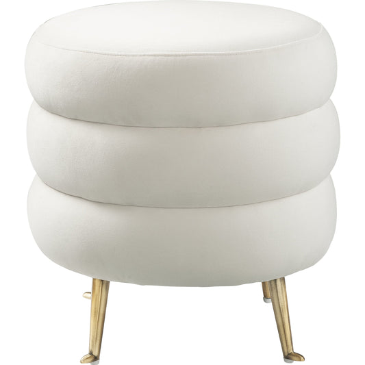 Ladder Ottoman by TOV Furniture in cream. Made from velvet, pine, stainless steel in a modern style.