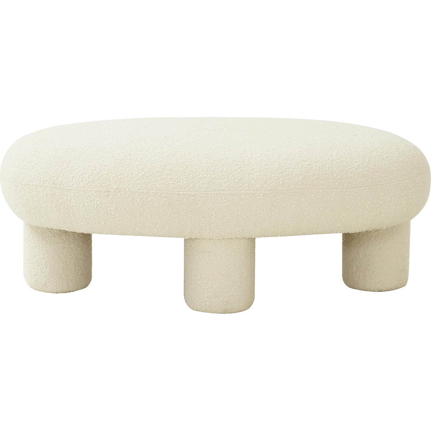 002 SR-893966 | Additional Silo | Discus Boucle Ottoman by TOV Furniture in cream. Made from boucle polyester in a modern style.