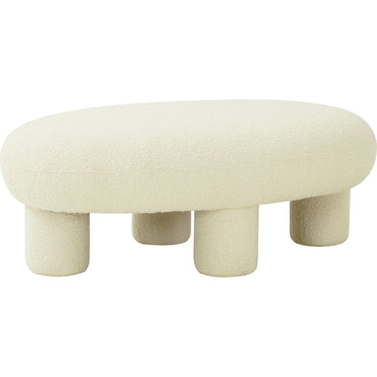 Discus Boucle Ottoman by TOV Furniture in cream. Made from boucle polyester in a modern style.