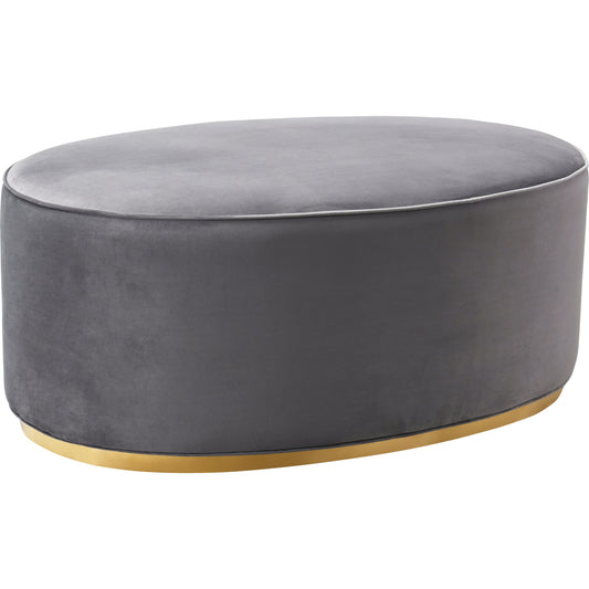 Scarlett Ottoman by TOV Furniture in gray. Made from velvet, wood, stainless steel in a transitional style.