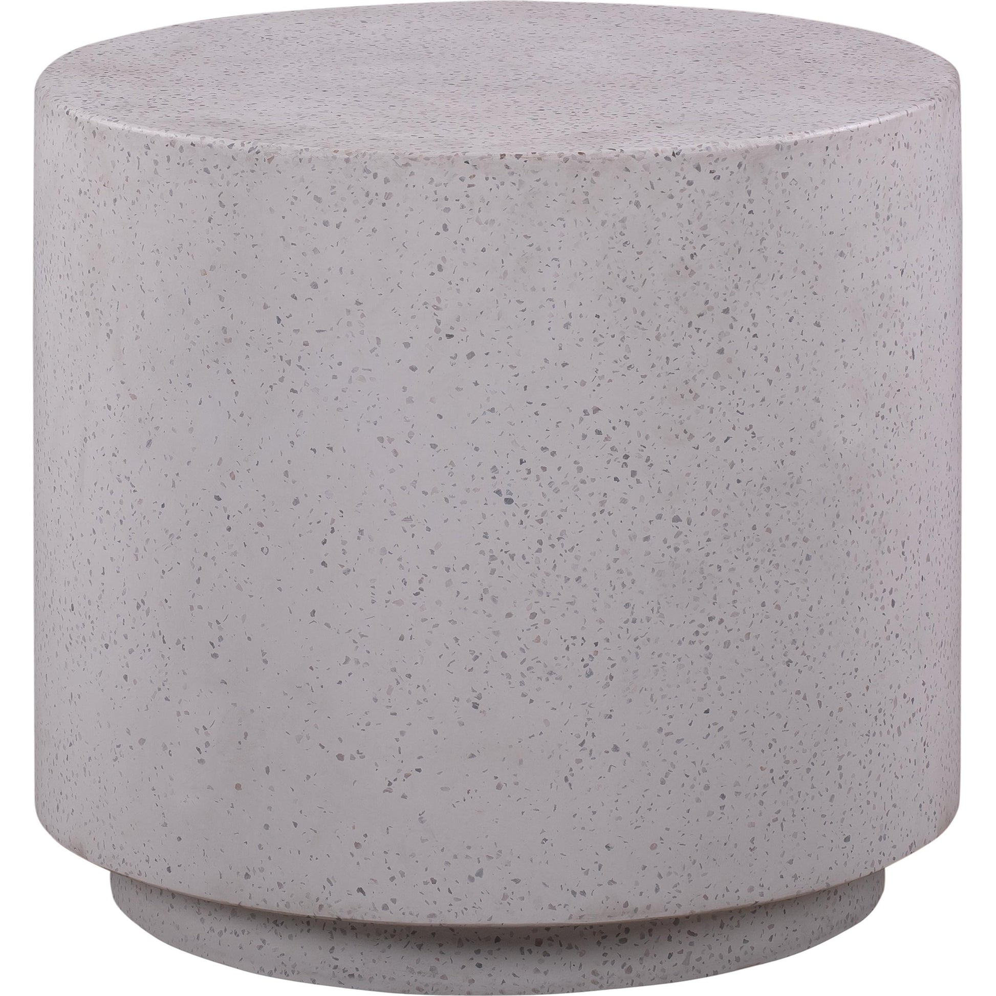 Terrazzo Light Speckled Side Table by TOV Furniture in gray. Made from concrete in a modern style.