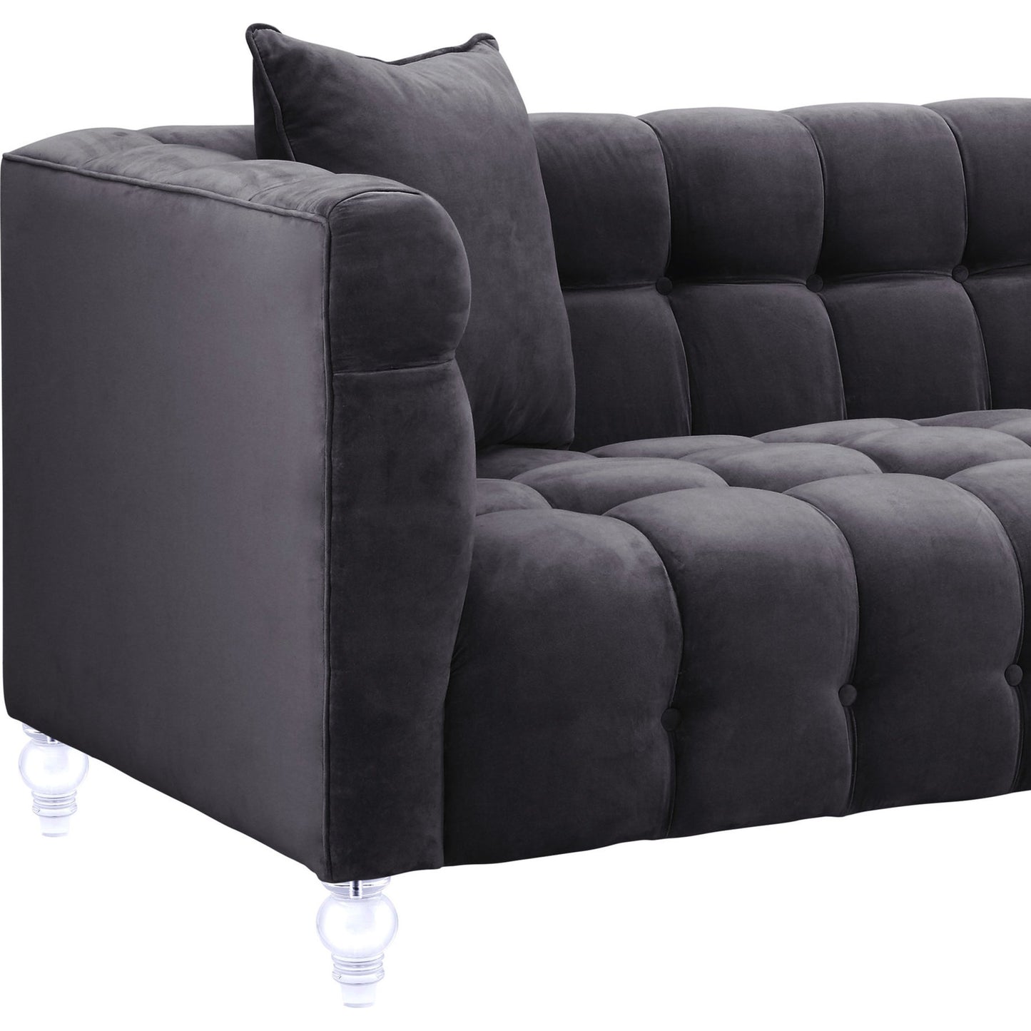 018 S-245298 | Closeup | Bea Sofa by TOV Furniture. Made from velvet in a modern style.