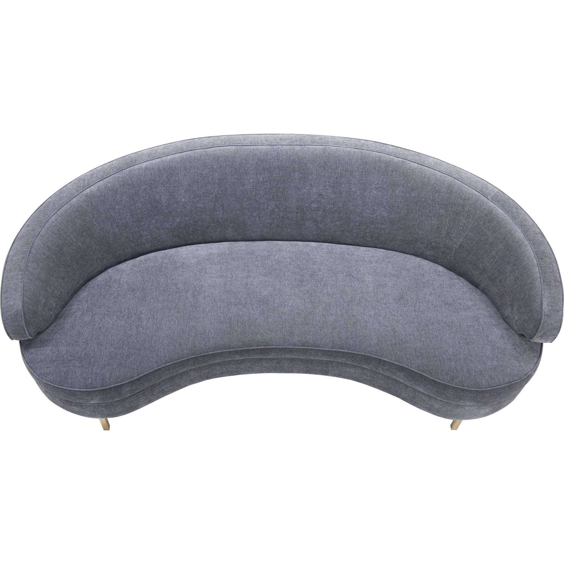 Baila Sofa by TOV Furniture in navy. Made from velvet, wood, stainless steel in a modern style.