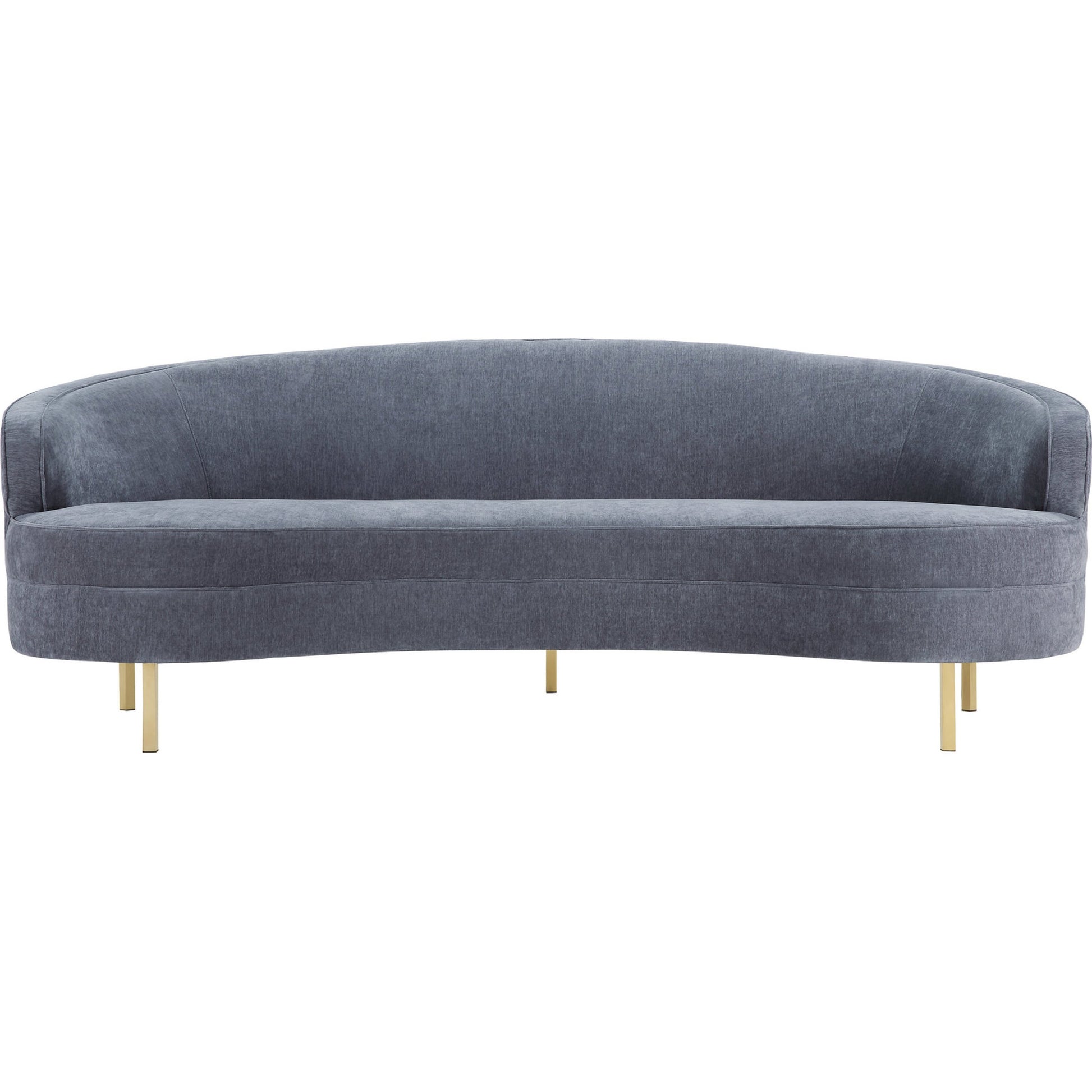 Baila Sofa by TOV Furniture in navy. Made from velvet, wood, stainless steel in a modern style.