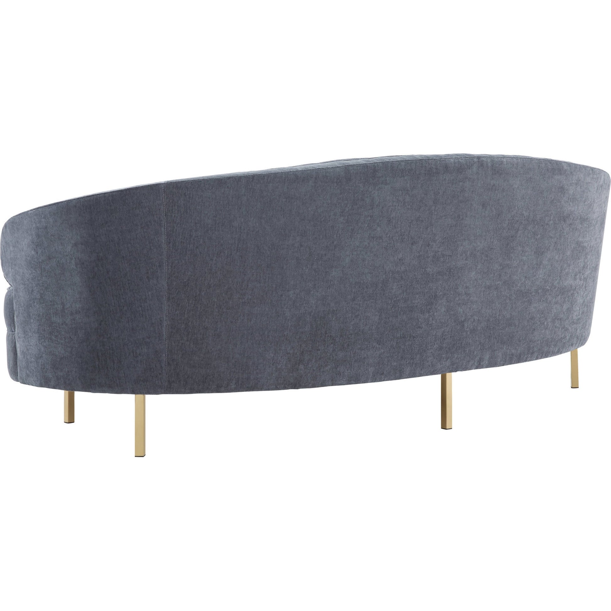 Baila Sofa by TOV Furniture in navy. Made from velvet, wood, stainless steel in a modern style.